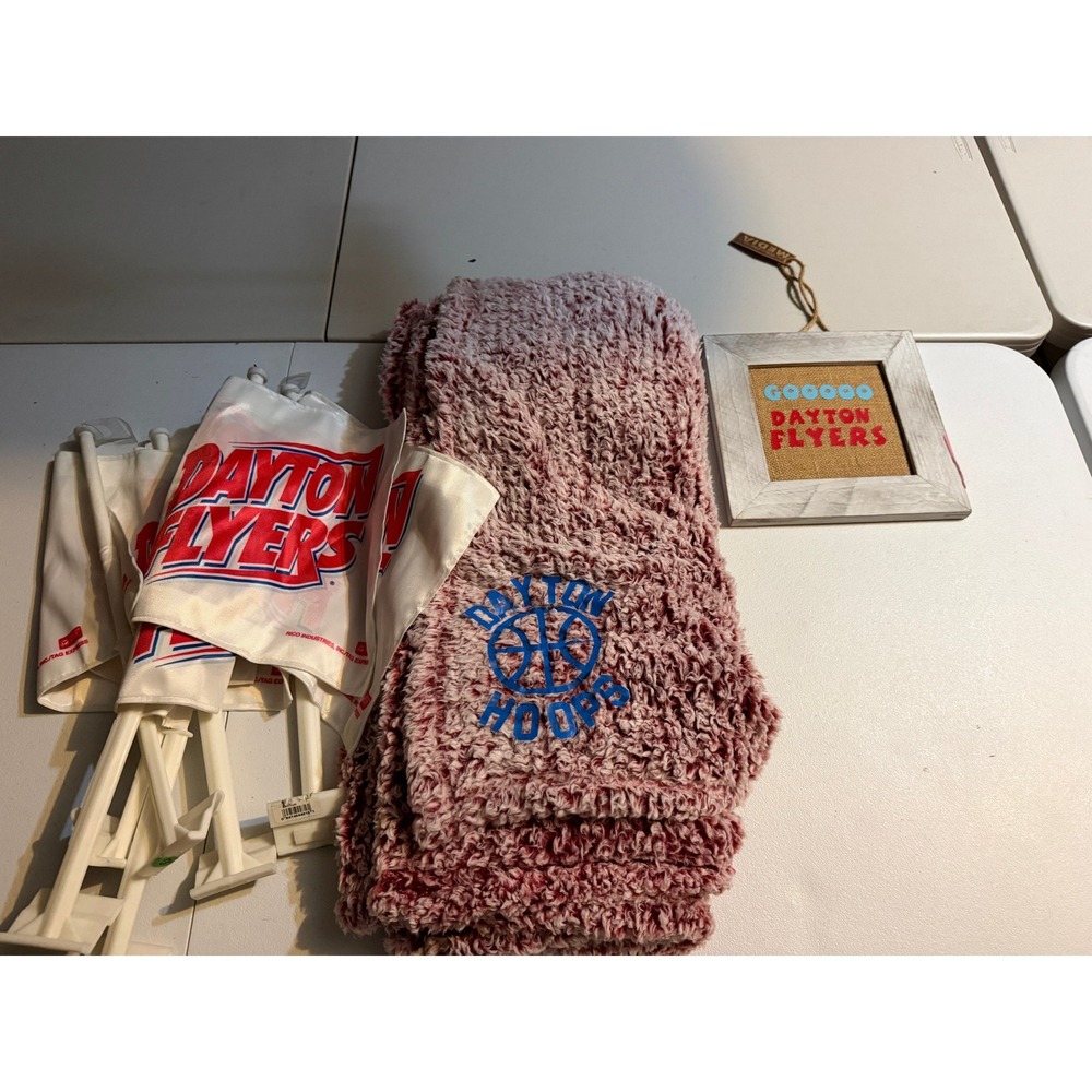 Dayton Flyers Fan Bundle Sherpa Blanket Burlap Wall Art Car Window Flags Lot